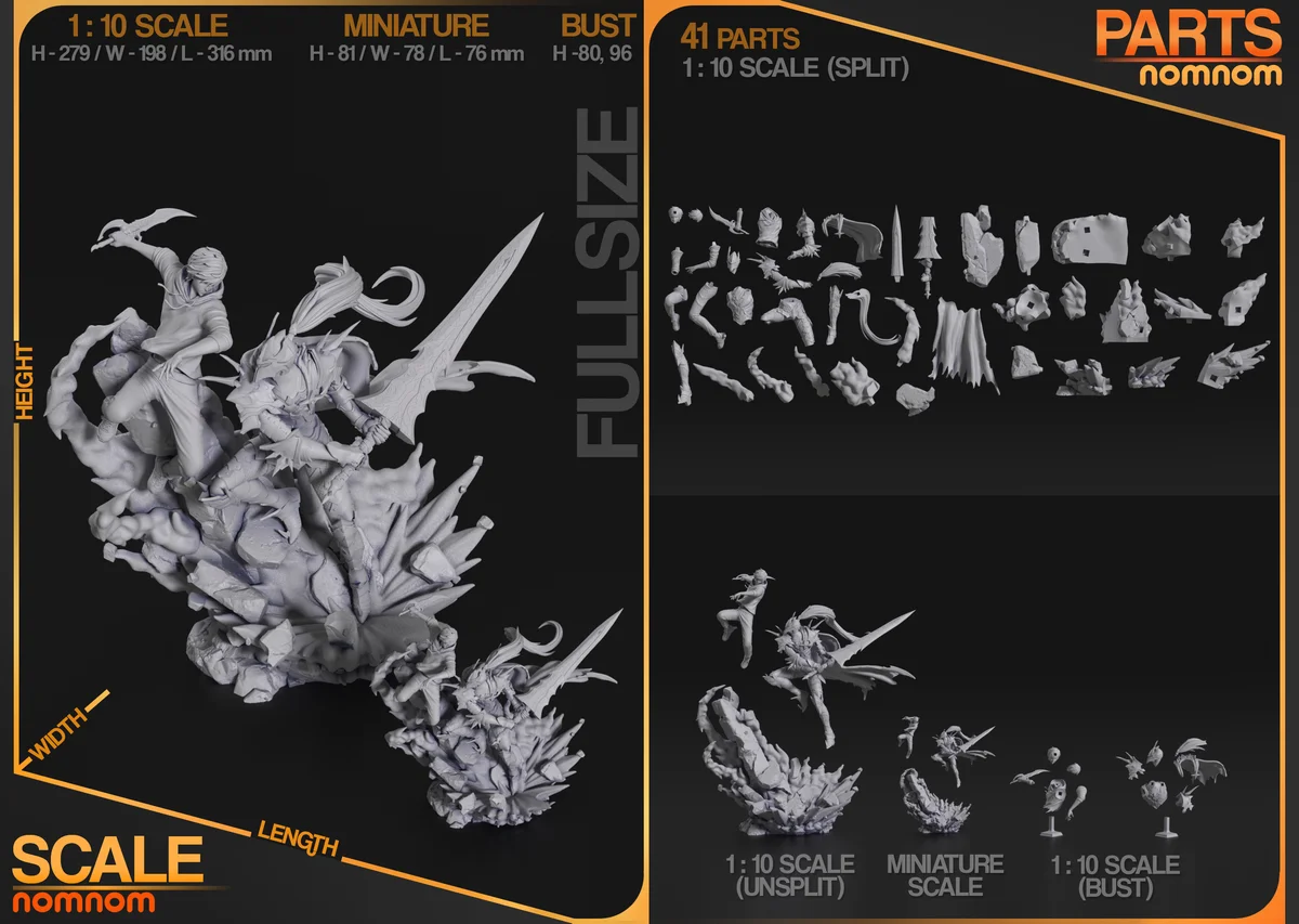 Sung Jin Woo vs. Igris | Fan Art | 3D Printed Resin Model Garage Kit | *Un-Painted* | Nomnom 3