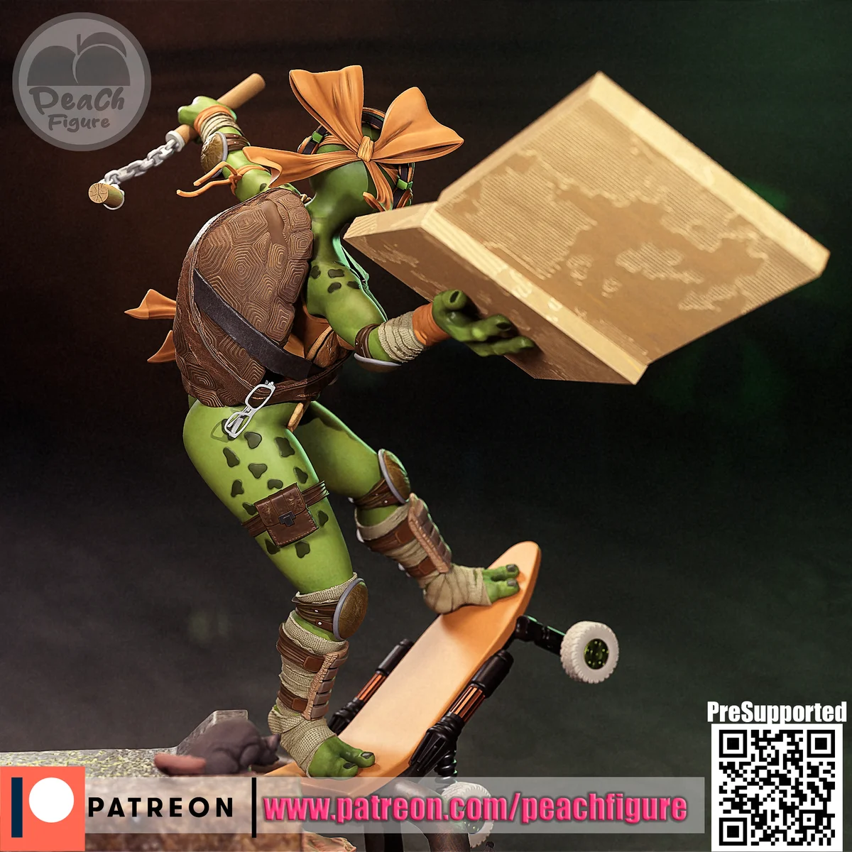 Michelangela | Fan Art | 3D Printed Resin Model Garage Kit | *Un-Painted* | Peach Figure 3