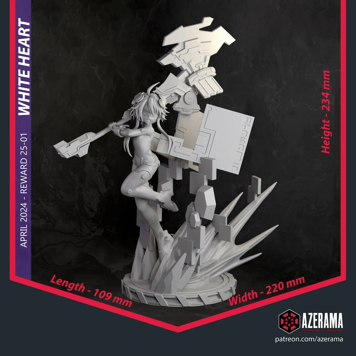 White Heart | Fan Art | 3D Printed Resin Model Garage Kit | *Un-Painted* | Azerama 6