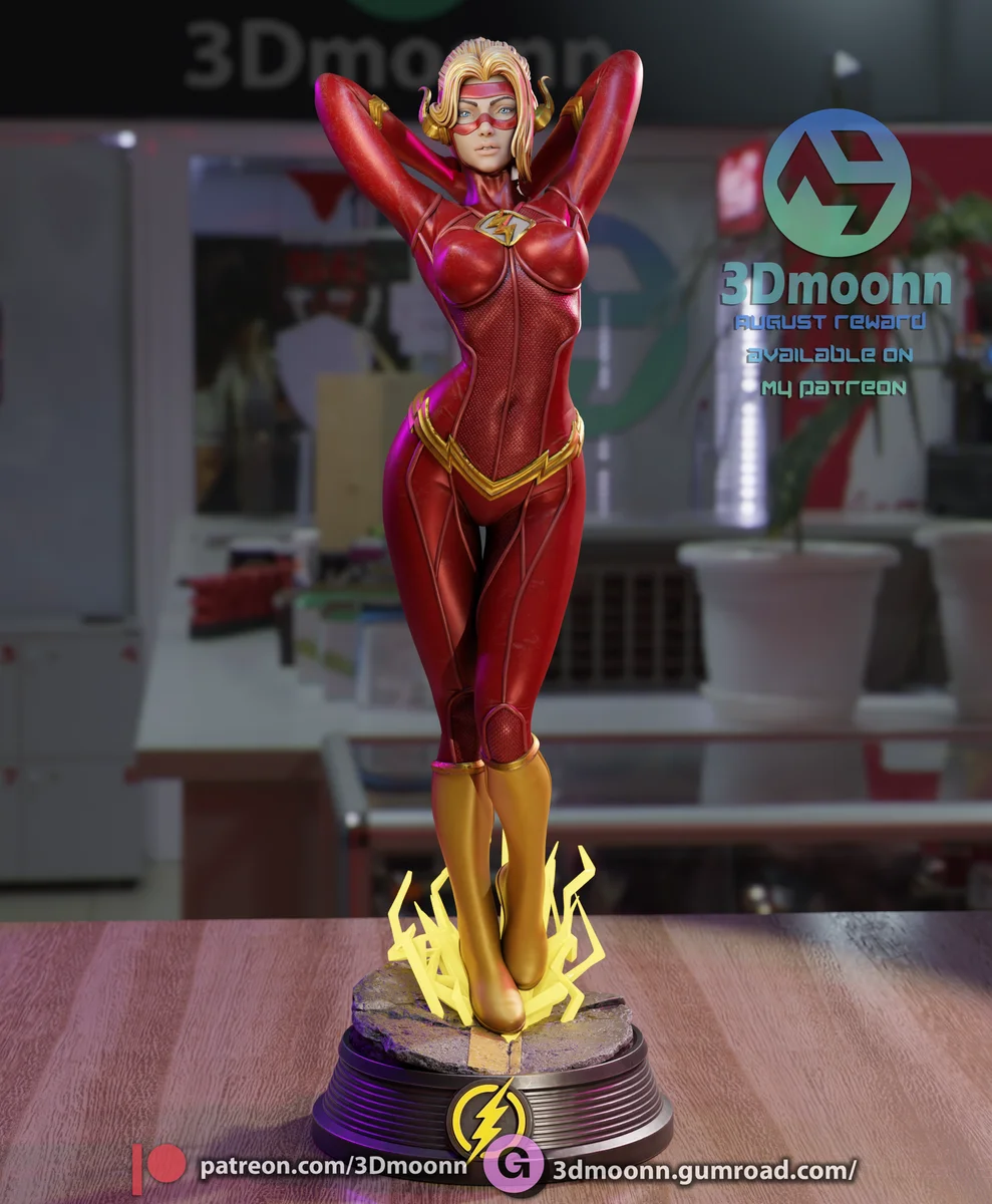 Lady Flash | Fan Art | 3D Printed Resin Model Garage Kit | *Un-Painted* | 3DMoonn