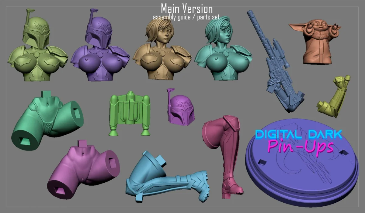 Mandalorian Girl | Fan Art | 3D Printed Resin Model Garage Kit | *Un-Painted* | Digital Dark 4