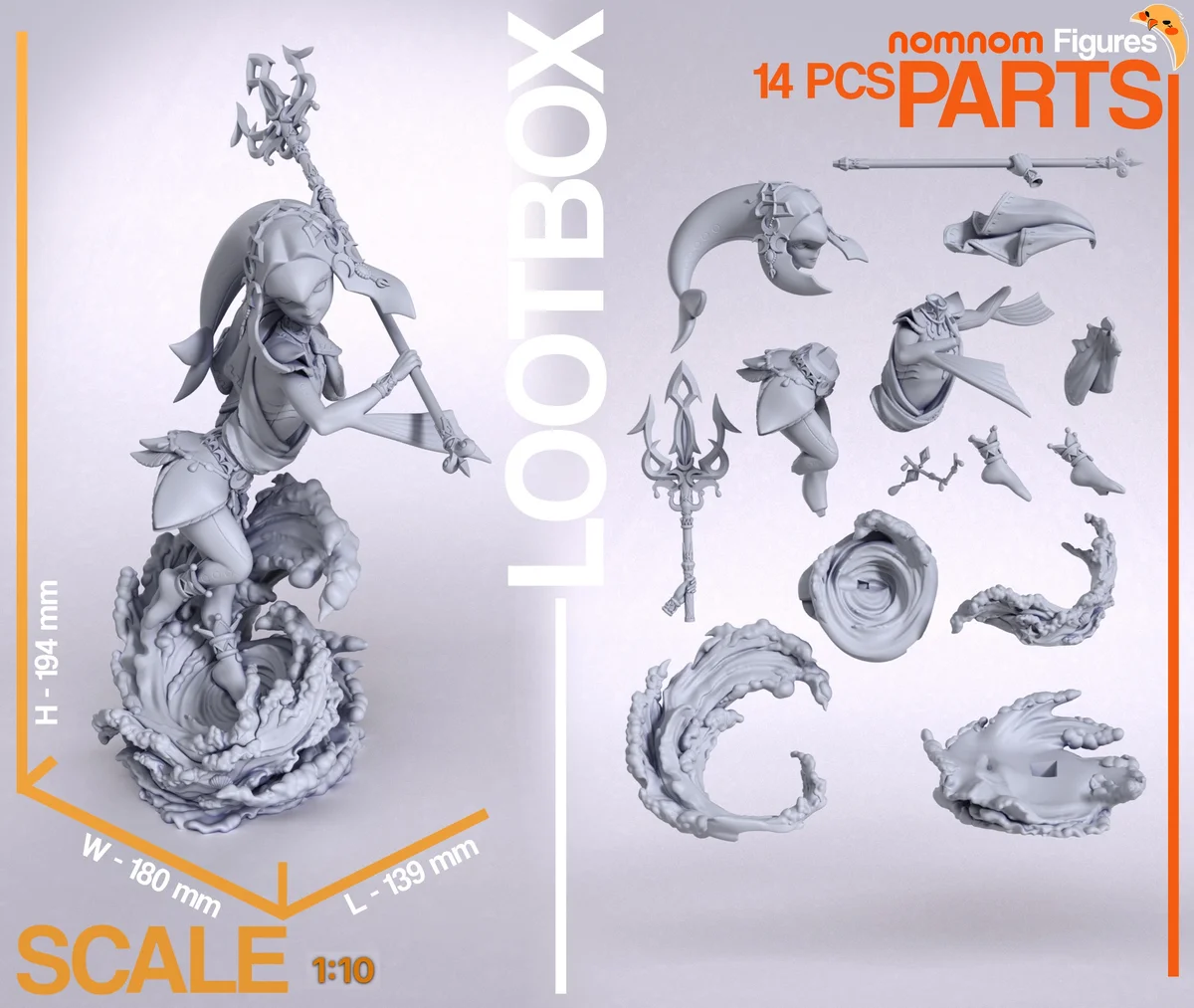 Mipha | Fan Art | 3D Printed Resin Model Garage Kit | *Un-Painted* | Nomnom 3