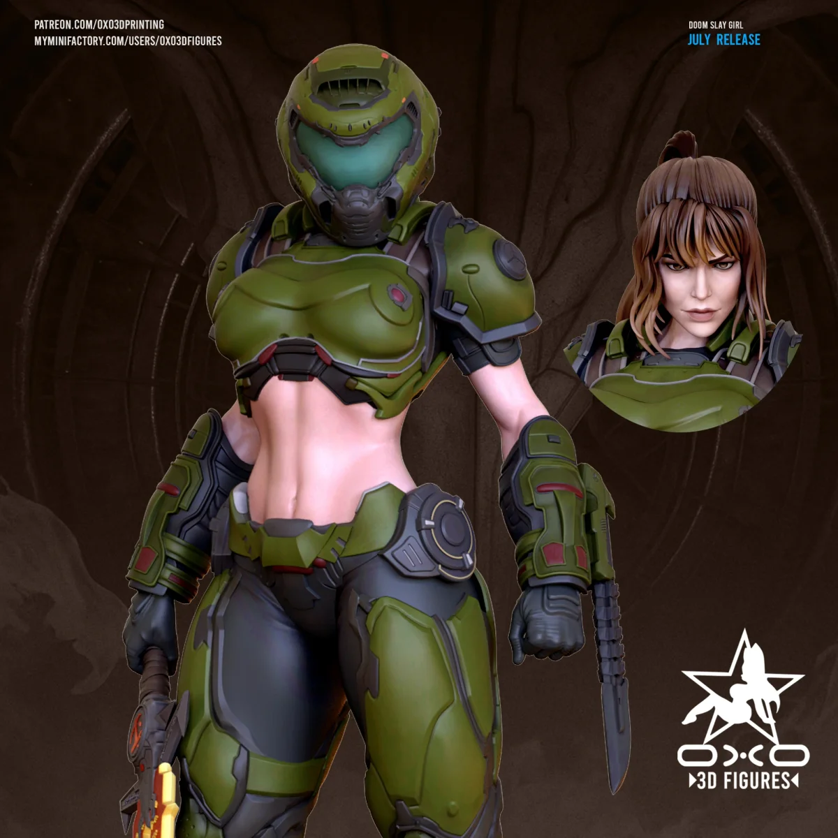Doom Slay Girl | Fan Art | 3D Printed Resin Model Garage Kit | *Un-Painted* | OXO3D 6