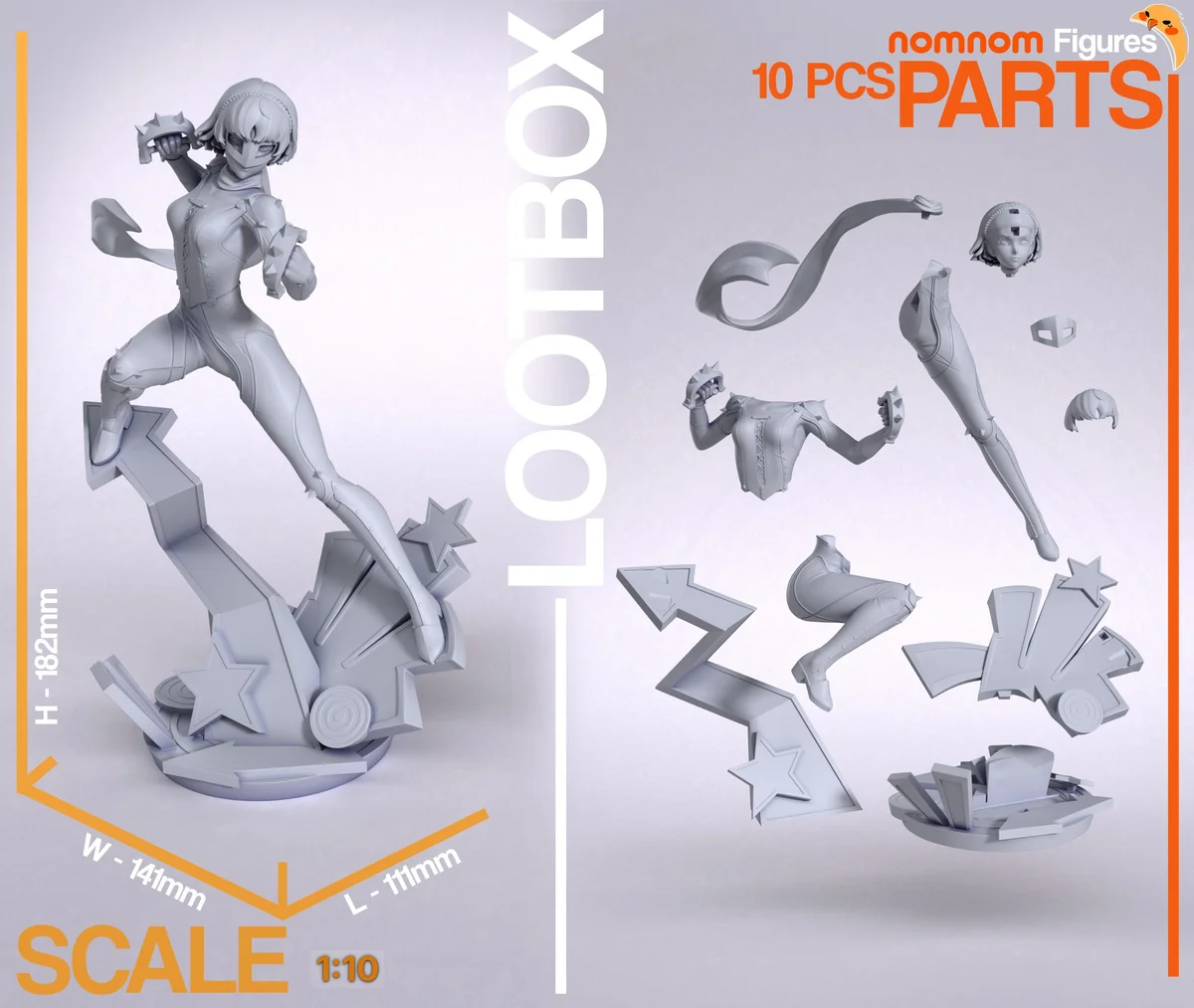Makoto Nijima | Fan Art | 3D Printed Resin Model Garage Kit | *Un-Painted* | Nomnom 3
