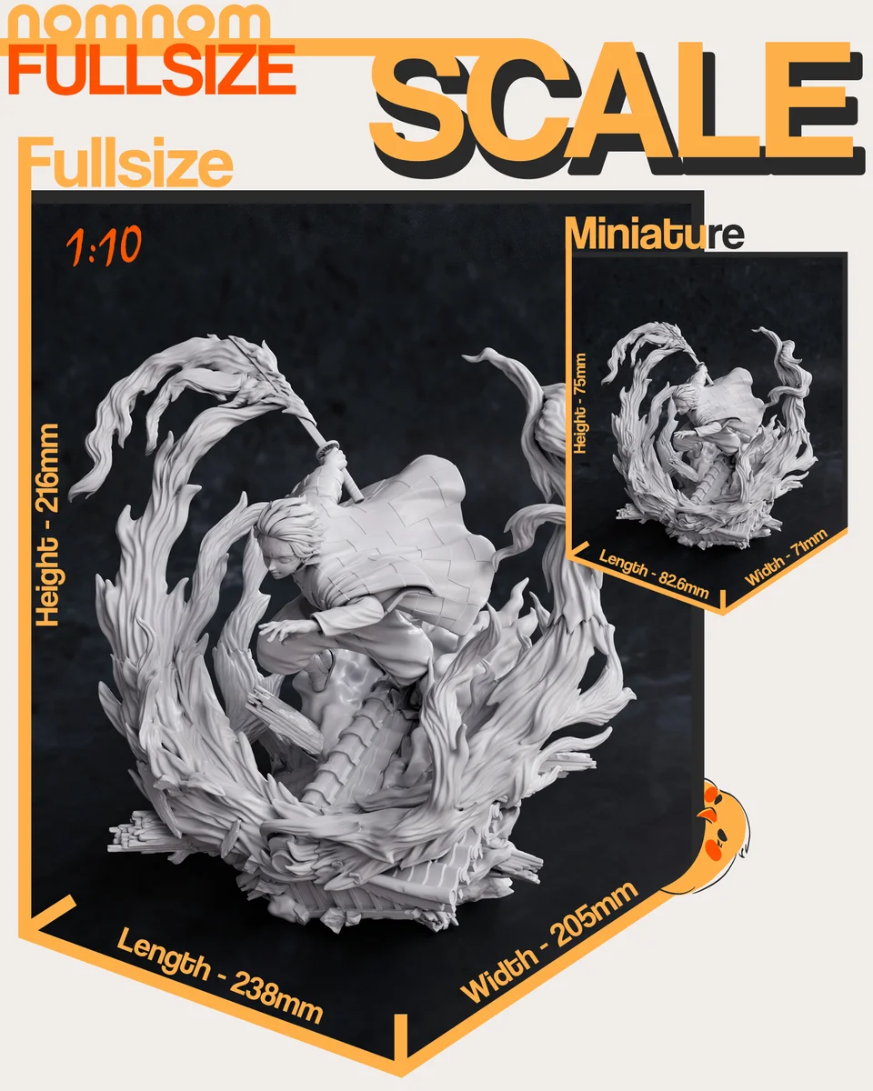 Tanjiro | Fan Art | 3D Printed Resin Model Garage Kit | *Un-Painted* | Nomnom 6