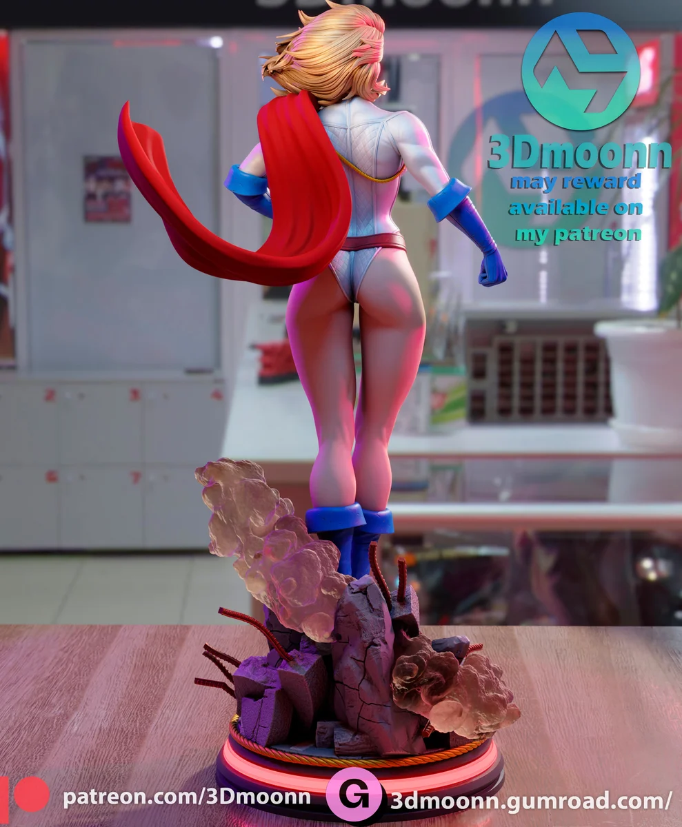 Power Girl | Fan Art | 3D Printed Resin Model Garage Kit | *Un-Painted* | 3DMoonn 7