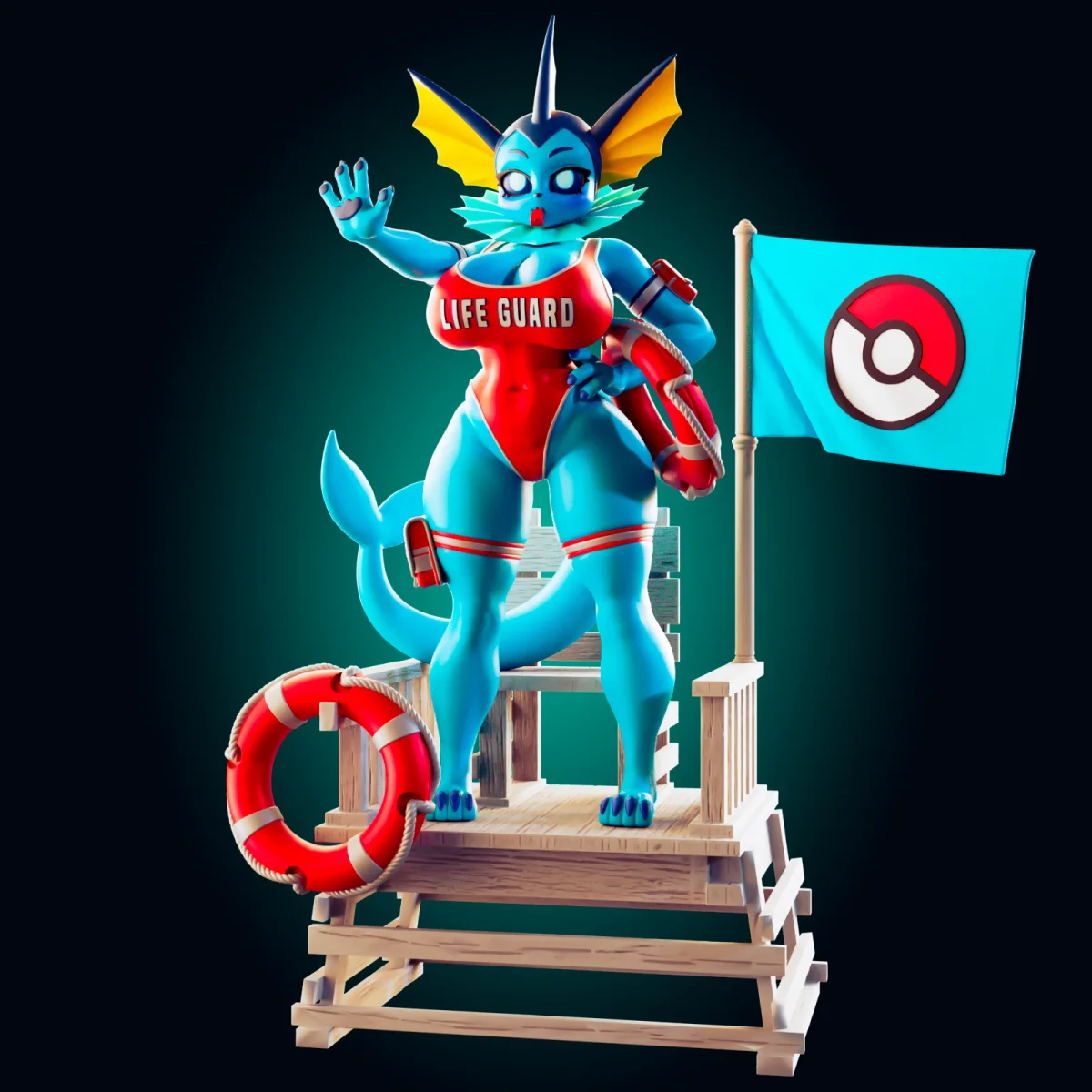 Vaporeon | Fan Art | 3D Printed Resin Model Garage Kit | *Un-Painted* | Officer Rhu