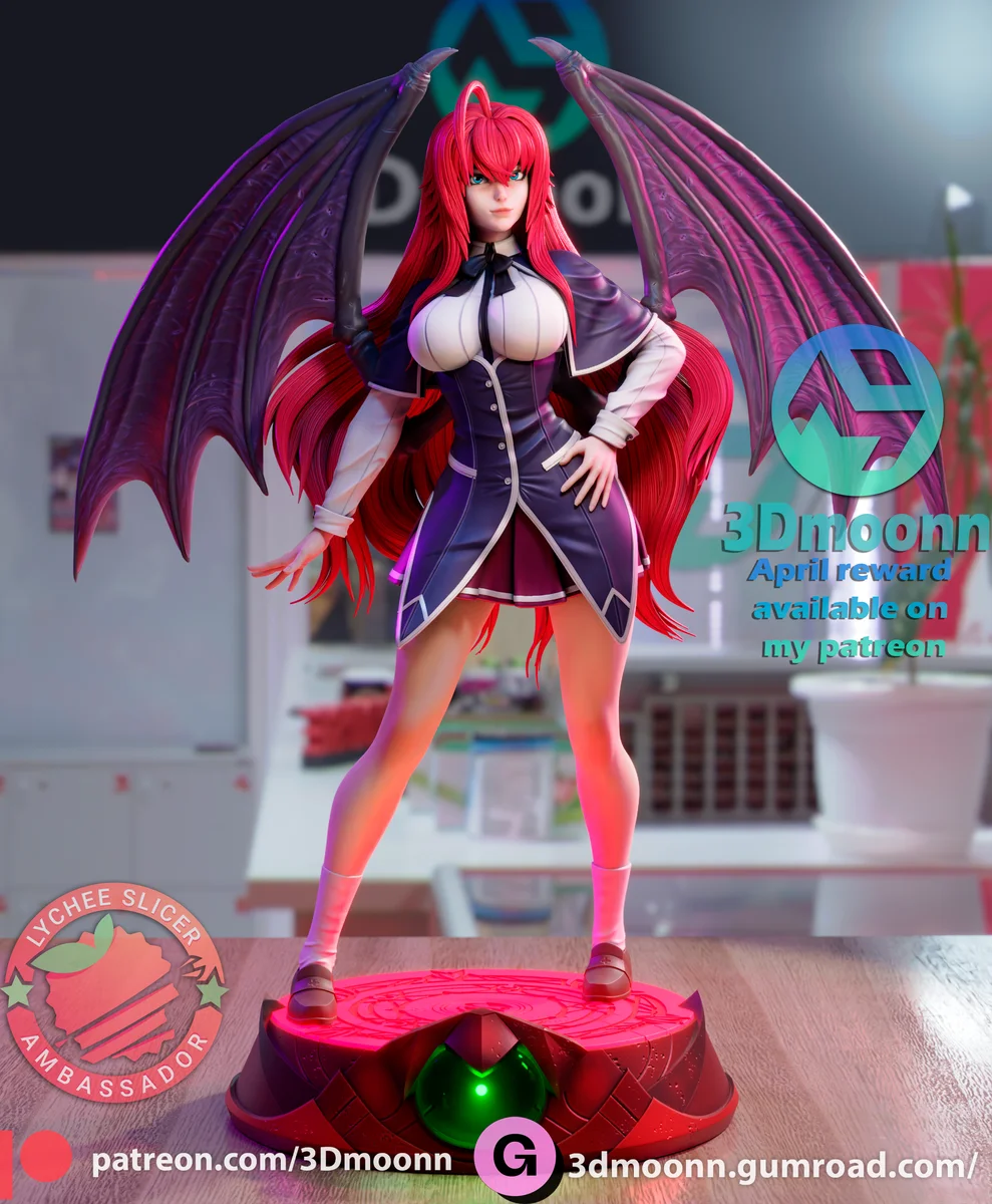 Rias Gremory | Fan Art | 3D Printed Resin Model Garage Kit | *Un-Painted* | 3DMoonn 3