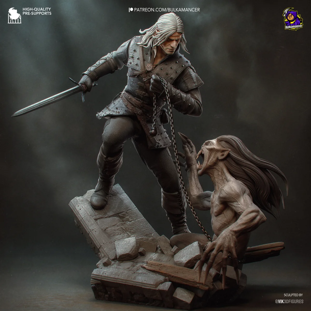 Geralt | Fan Art | 3D Printed Resin Model Garage Kit | *Un-Painted* | Bulkamancer 3