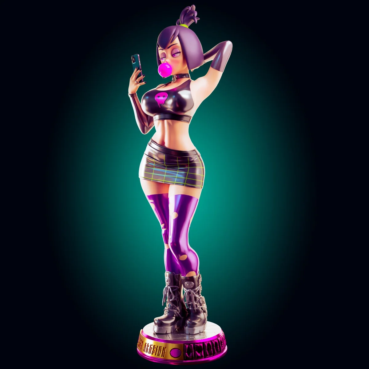 Goth Girl | Fan Art | 3D Printed Resin Model Garage Kit | *Un-Painted* | Officer Rhu 5