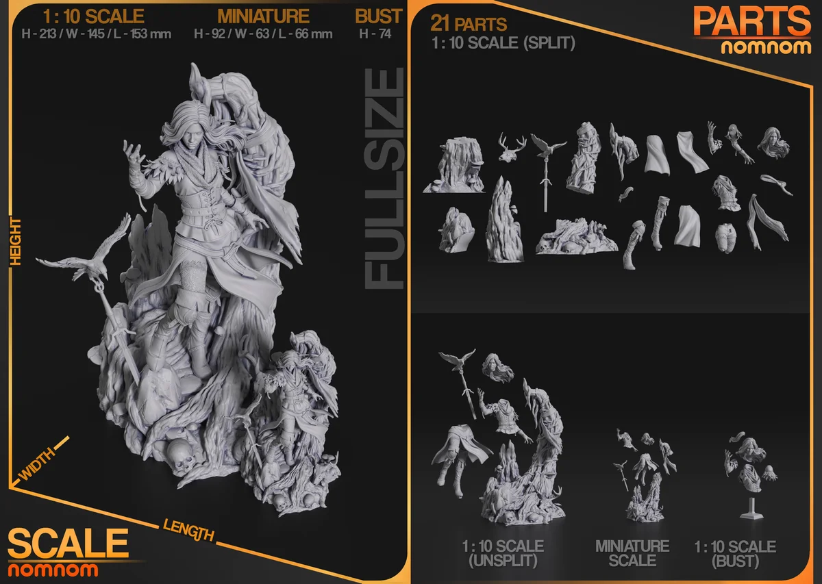 Yennefer | Fan Art | 3D Printed Resin Model Garage Kit | *Un-Painted* | Nomnom 3