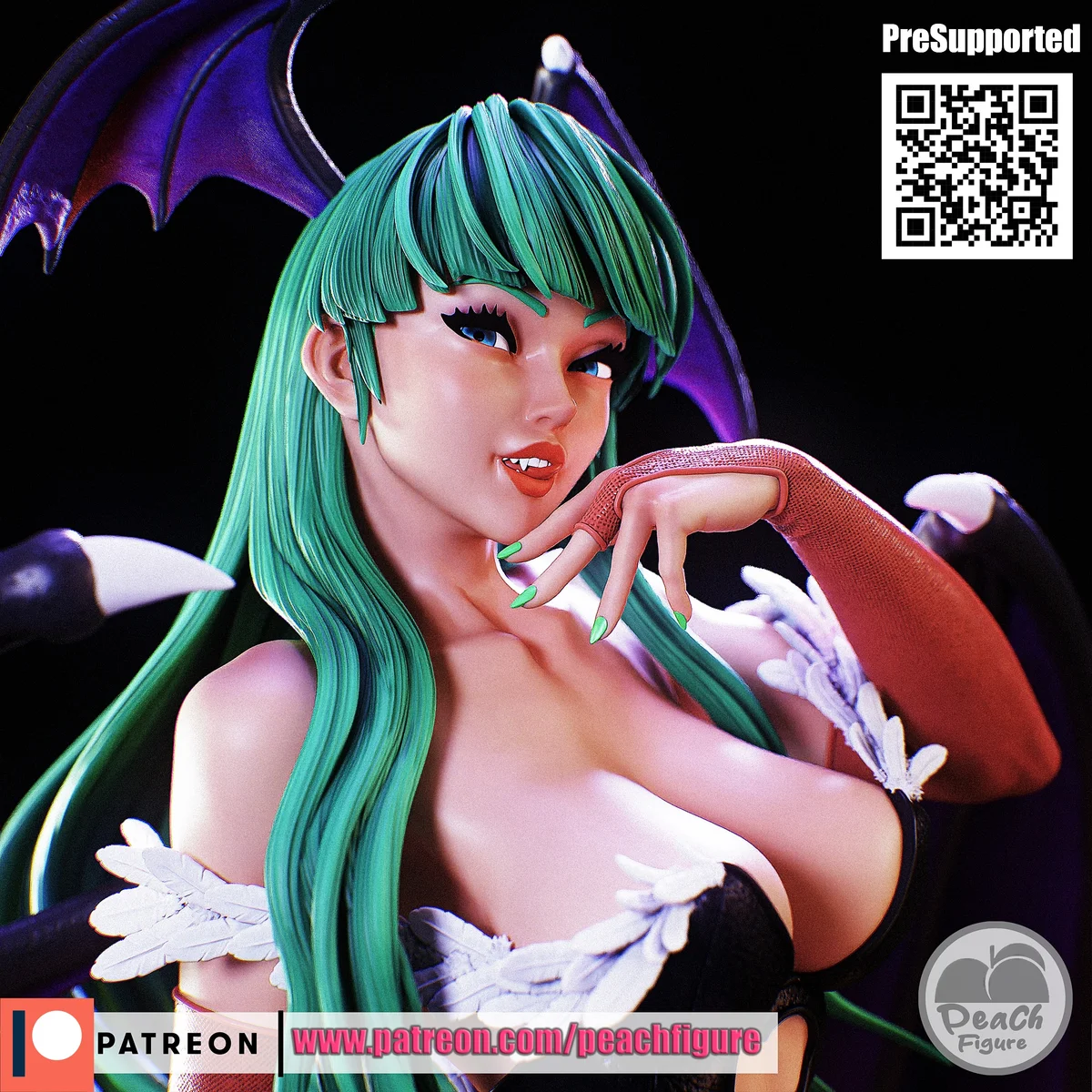 Morrigan Aensland | Fan Art | 3D Printed Resin Model Garage Kit | *Un-Painted* | Peach Figure