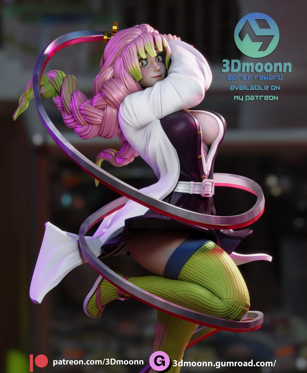 Mitsuri Kanroji | Fan Art | 3D Printed Resin Model Garage Kit | *Un-Painted* | 3DMoonn 3