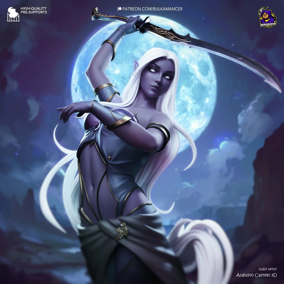 Drow Goddess | Fan Art | 3D Printed Resin Model Garage Kit | *Un-Painted* | Bulkamancer