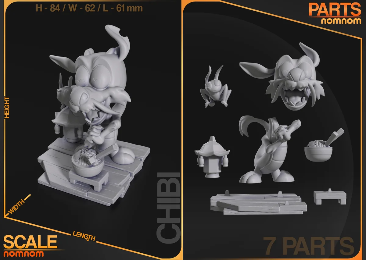 Chibi Mushu | Fan Art | 3D Printed Resin Model Garage Kit | *Un-Painted* | Nomnom 3