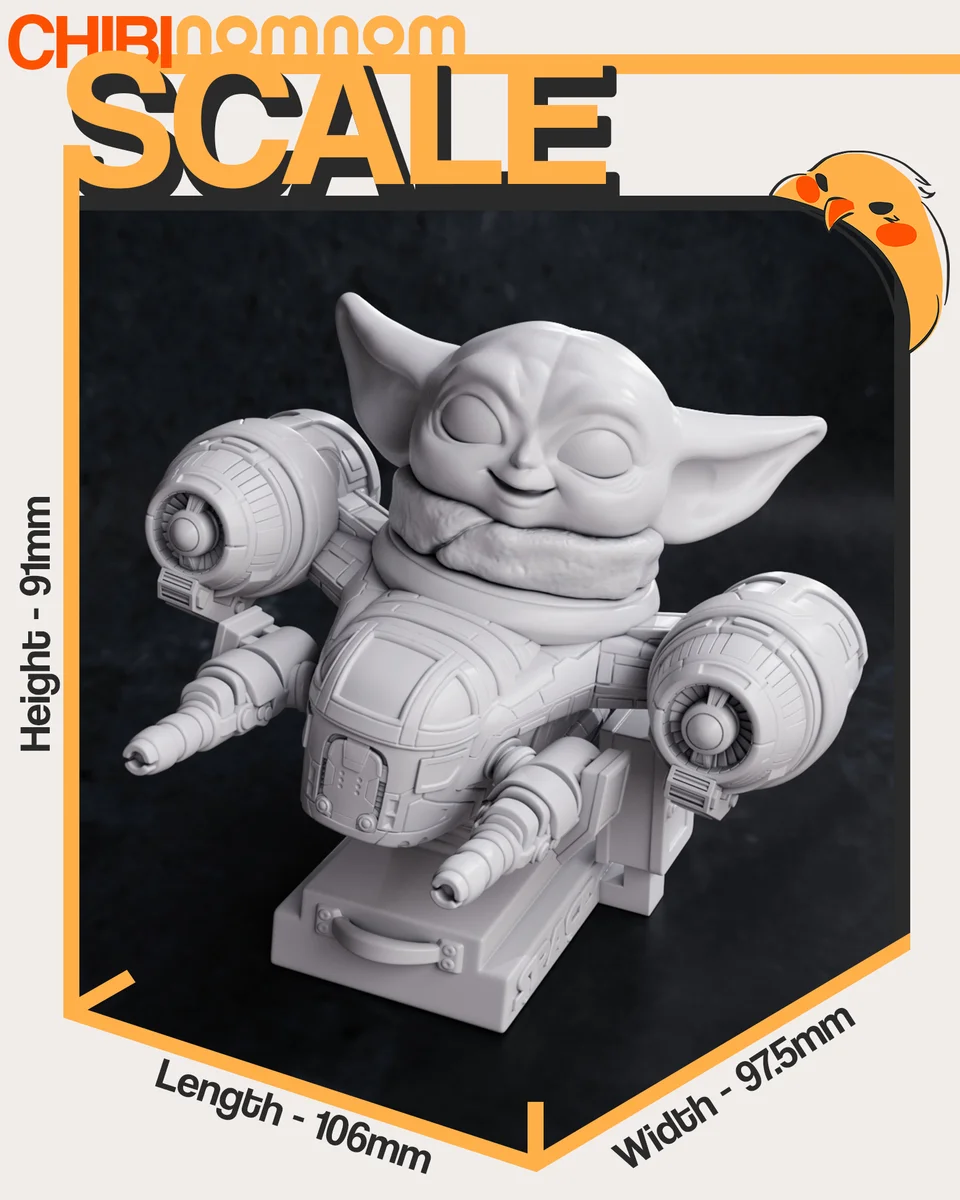 Chibi Grogu | Fan Art | 3D Printed Resin Model Garage Kit | *Un-Painted* | Nomnom 4