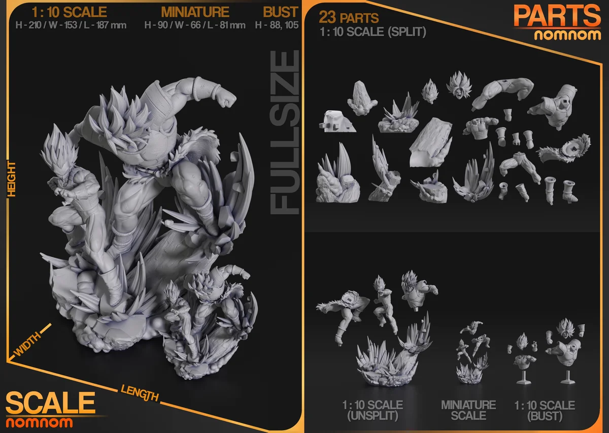 Vegeta vs Broly | Fan Art | 3D Printed Resin Model Garage Kit | *Un-Painted* | Nomnom 3