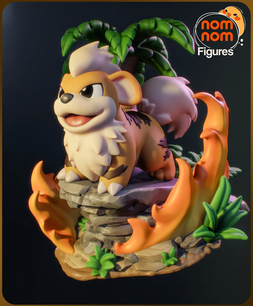 Chibi Growlithe | Fan Art | 3D Printed Resin Model Garage Kit | *Un-Painted* | Nomnom 3