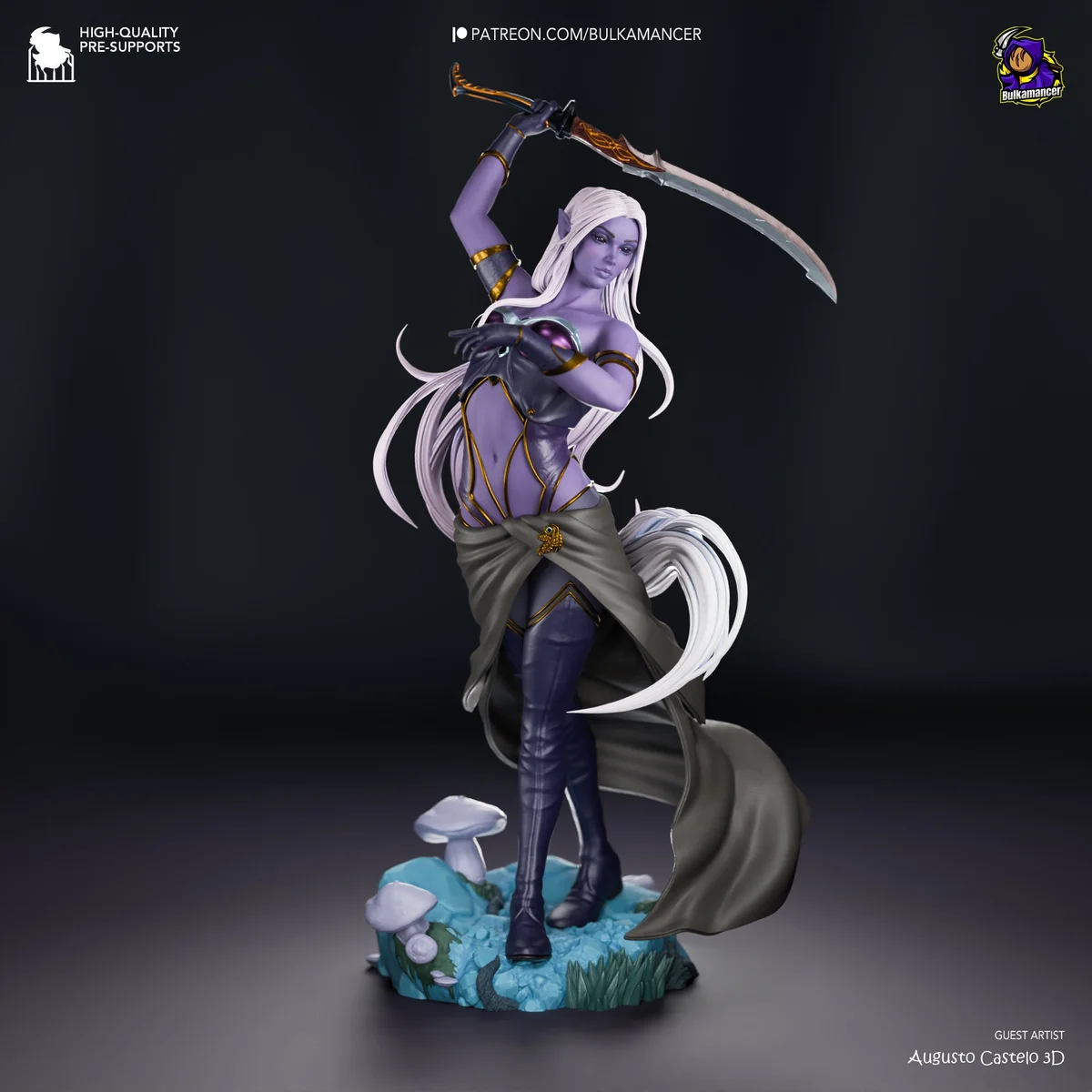 Drow Goddess | Fan Art | 3D Printed Resin Model Garage Kit | *Un-Painted* | Bulkamancer 4