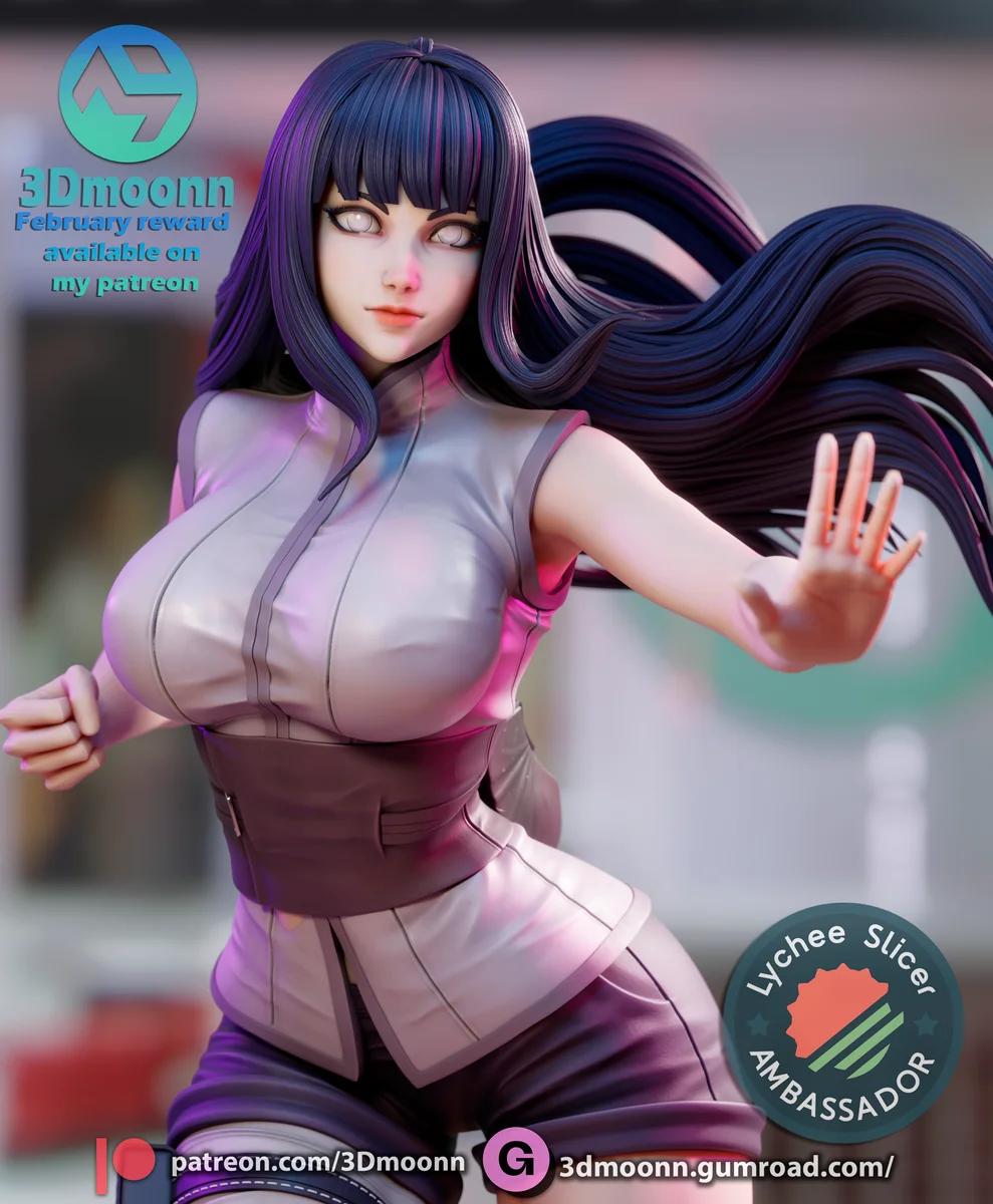 Hinata Hyuga | Fan Art | 3D Printed Resin Model Garage Kit | *Un-Painted* | 3DMoonn 4