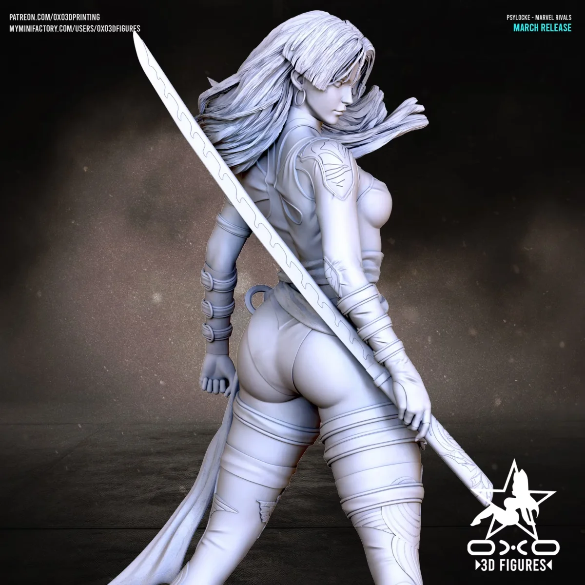 Psylocke | Fan Art | 3D Printed Resin Model Garage Kit | *Un-Painted* | OXO3D 3