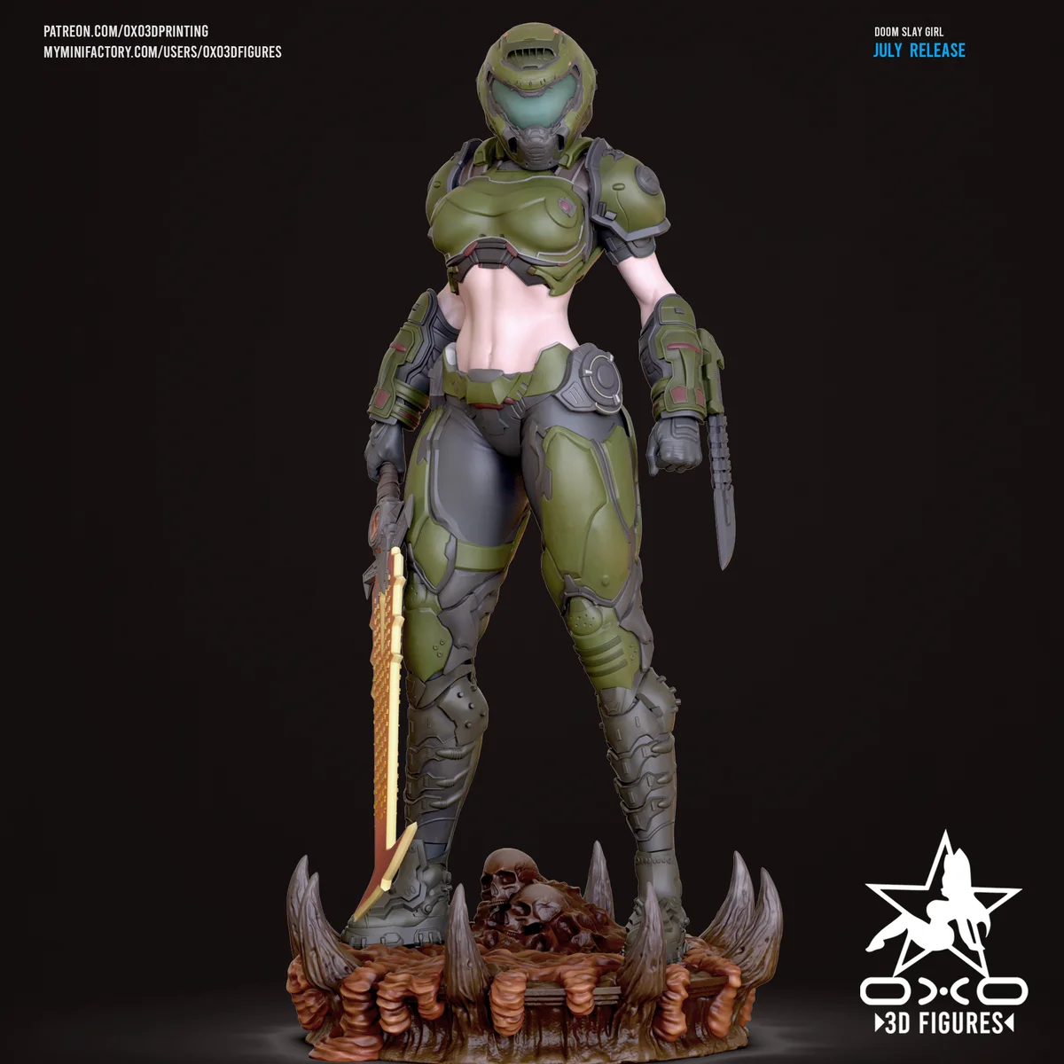 Doom Slay Girl | Fan Art | 3D Printed Resin Model Garage Kit | *Un-Painted* | OXO3D 4