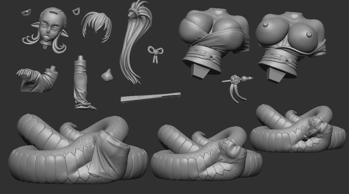 Snake Monster | Fan Art | 3D Printed Resin Model Garage Kit | *Un-Painted* | Officer Rhu 7