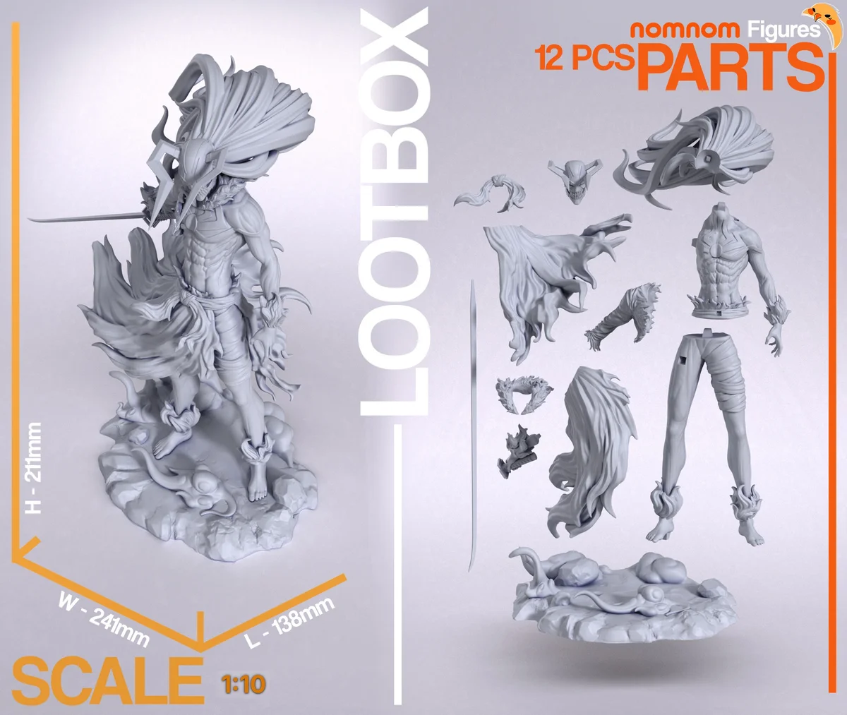 Arrancar Ichigo | Fan Art | 3D Printed Resin Model Garage Kit | *Un-Painted* | Nomnom 3