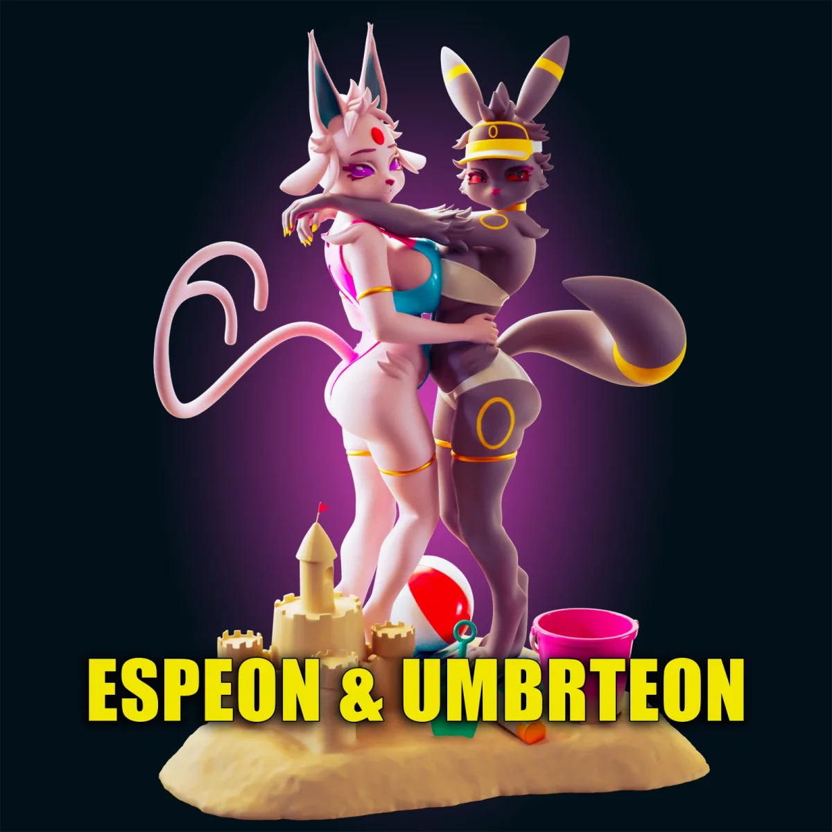 Espeon & Umebreon | Fan Art | 3D Printed Resin Model Garage Kit | *Un-Painted* | Officer Rhu