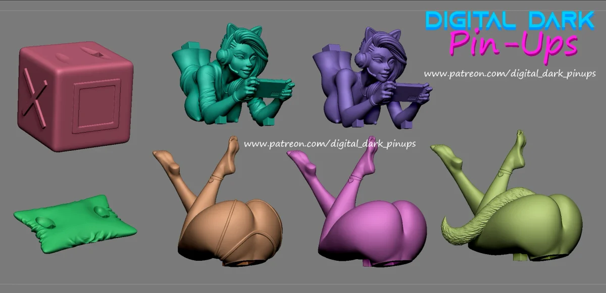 Gamer Girl 3 | Fan Art | 3D Printed Resin Model Garage Kit | *Un-Painted* | Digital Dark 6