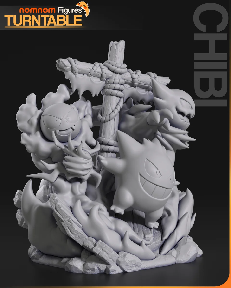Chibi Ghost Pokemon Diorama | Fan Art | 3D Printed Resin Model Garage Kit | *Un-Painted* | Nomnom 10