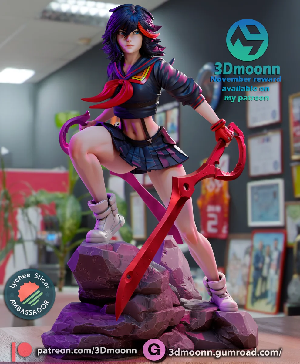 Ryuko Matoi | Fan Art | 3D Printed Resin Model Garage Kit | *Un-Painted* | 3DMoonn 3