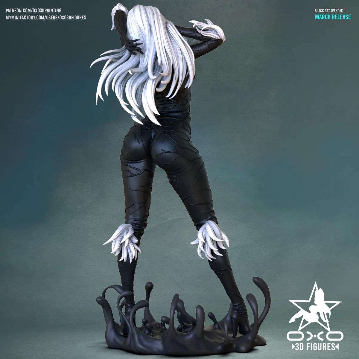 Black Cat Venom | Fan Art | 3D Printed Resin Model Garage Kit | *Un-Painted* | OXO3D 3