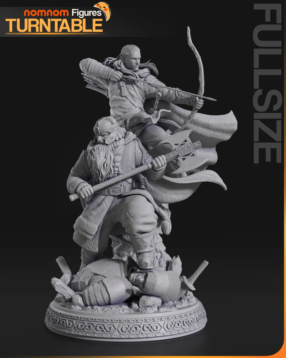 Gimli and Legolas | Fan Art | 3D Printed Resin Model Garage Kit | *Un-Painted* | Nomnom 7