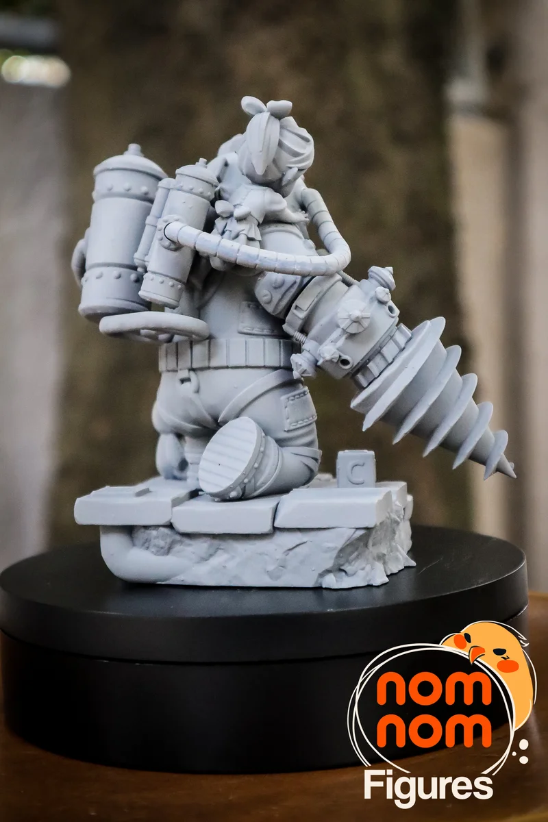 Chibi Big Daddy and Little Sister | Fan Art | 3D Printed Resin Model Garage Kit | *Un-Painted* | Nomnom 5