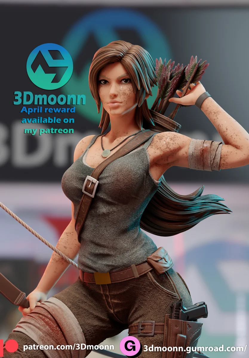 Lara Croft | Fan Art | 3D Printed Resin Model Garage Kit | *Un-Painted* | 3DMoonn 3