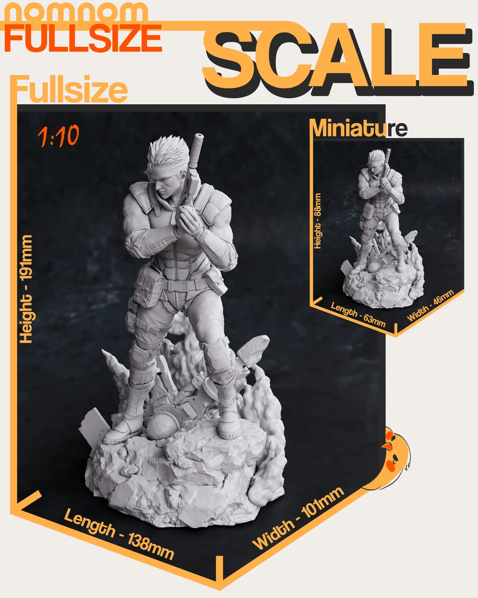 Solid Snake | Fan Art | 3D Printed Resin Model Garage Kit | *Un-Painted* | Nomnom 5