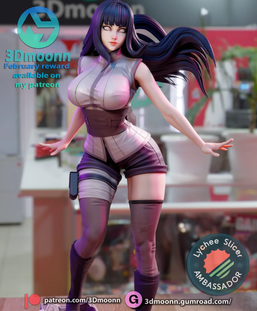 Hinata Hyuga | Fan Art | 3D Printed Resin Model Garage Kit | *Un-Painted* | 3DMoonn