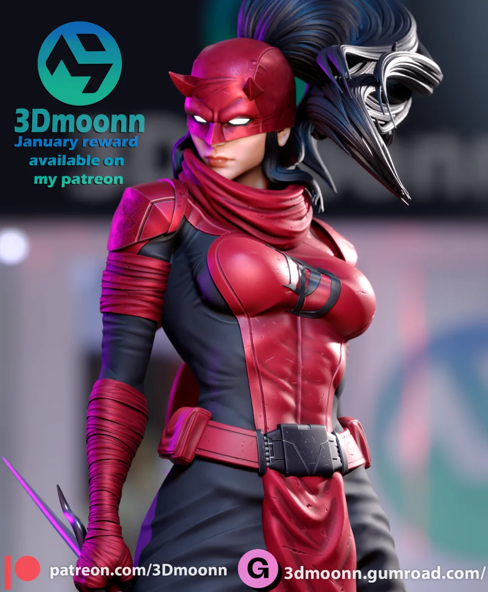 Elektra | Fan Art | 3D Printed Resin Model Garage Kit | *Un-Painted* | 3DMoonn 3