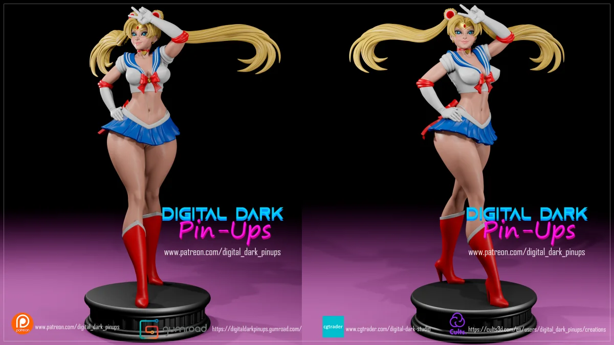 Sailor Girl | Fan Art | 3D Printed Resin Model Garage Kit | *Un-Painted* | Digital Dark 3