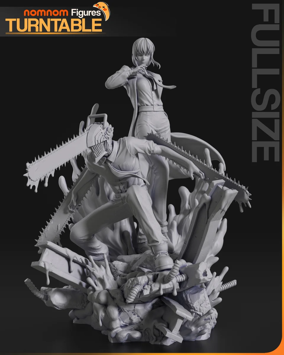 Makima and Denji | Fan Art | 3D Printed Resin Model Garage Kit | *Un-Painted* | Nomnom 4