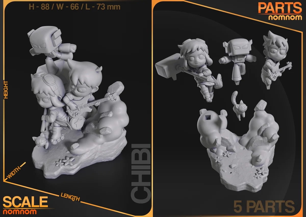 Chibi Ramona Flowers | Fan Art | 3D Printed Resin Model Garage Kit | *Un-Painted* | Nomnom 3