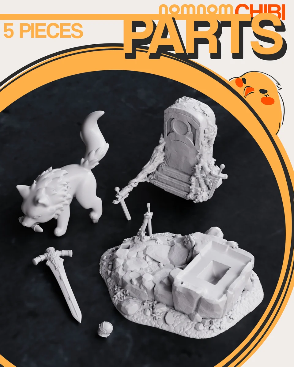 Chibi Great Grey Wolf Sif | Fan Art | 3D Printed Resin Model Garage Kit | *Un-Painted* | Nomnom 3