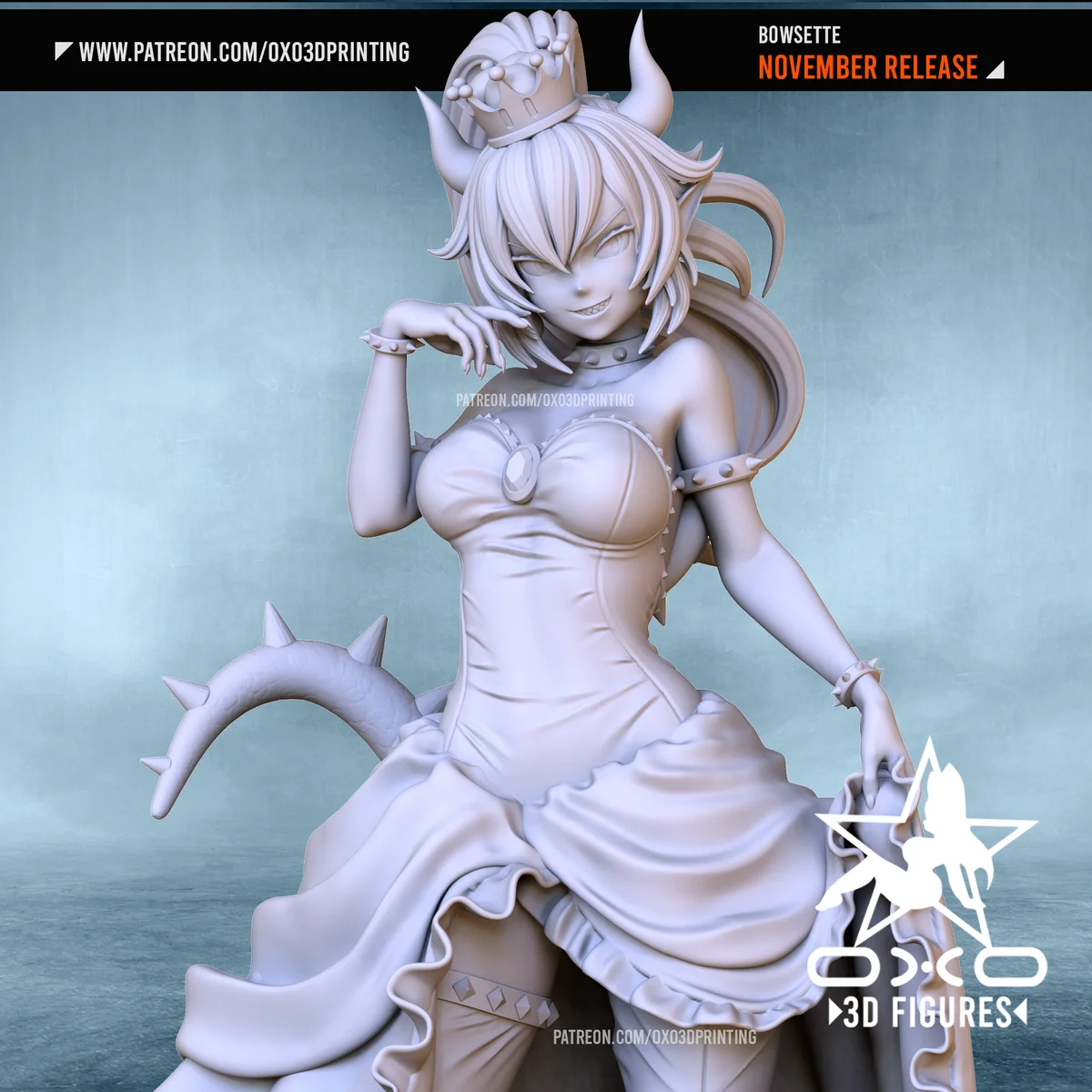 Bowsette | Fan Art | 3D Printed Resin Model Garage Kit | *Un-Painted* | OXO3D 6