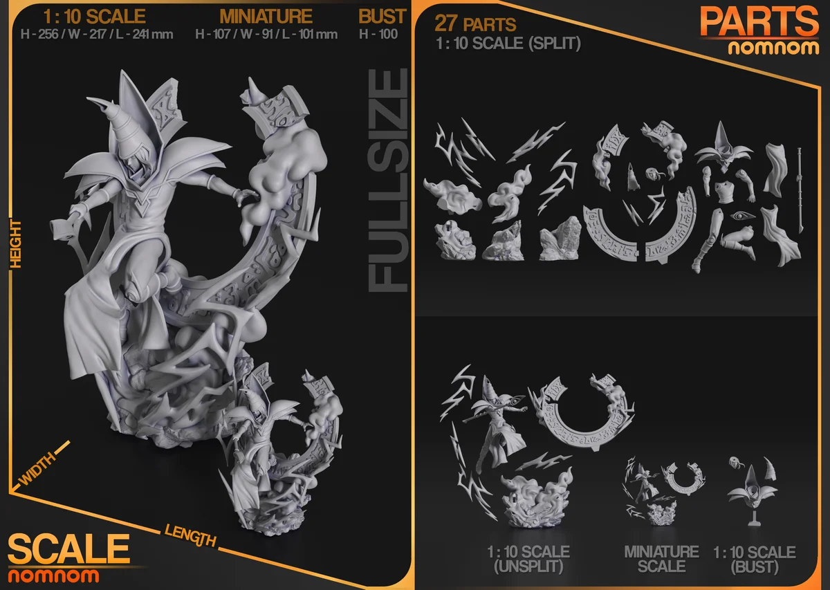 Dark Magician | Fan Art | 3D Printed Resin Model Garage Kit | *Un-Painted* | Nomnom 3