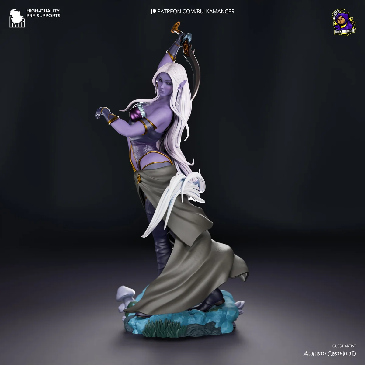 Drow Goddess | Fan Art | 3D Printed Resin Model Garage Kit | *Un-Painted* | Bulkamancer 3