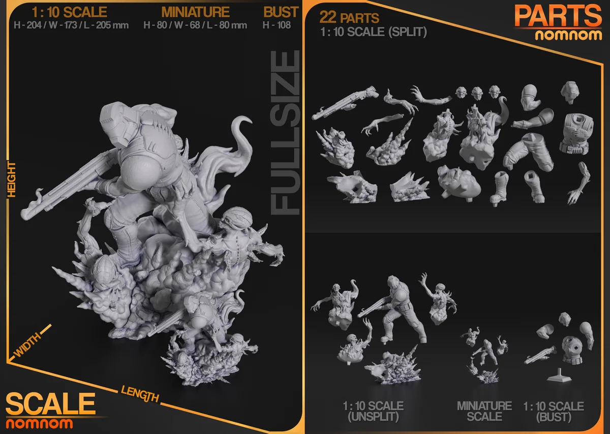 Doom Guy | Fan Art | 3D Printed Resin Model Garage Kit | *Un-Painted* | Nomnom 3