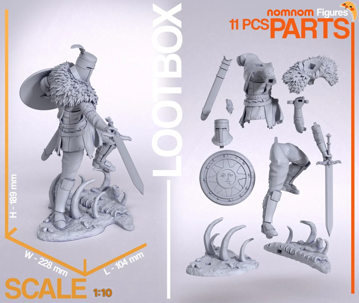 Solaire of Astora | Fan Art | 3D Printed Resin Model Garage Kit | *Un-Painted* | Nomnom 3