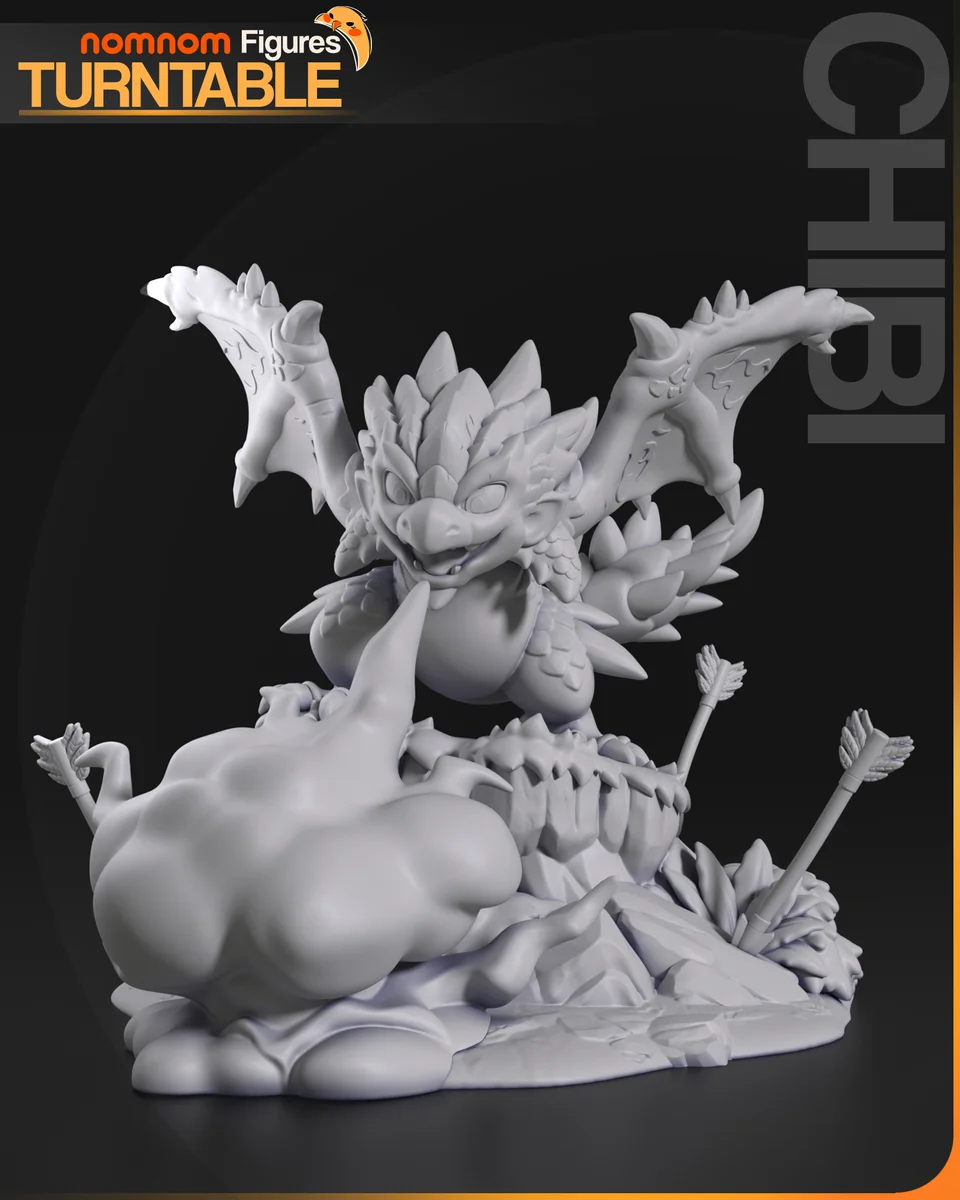 Chibi Rathalos | Fan Art | 3D Printed Resin Model Garage Kit | *Un-Painted* | Nomnom 8