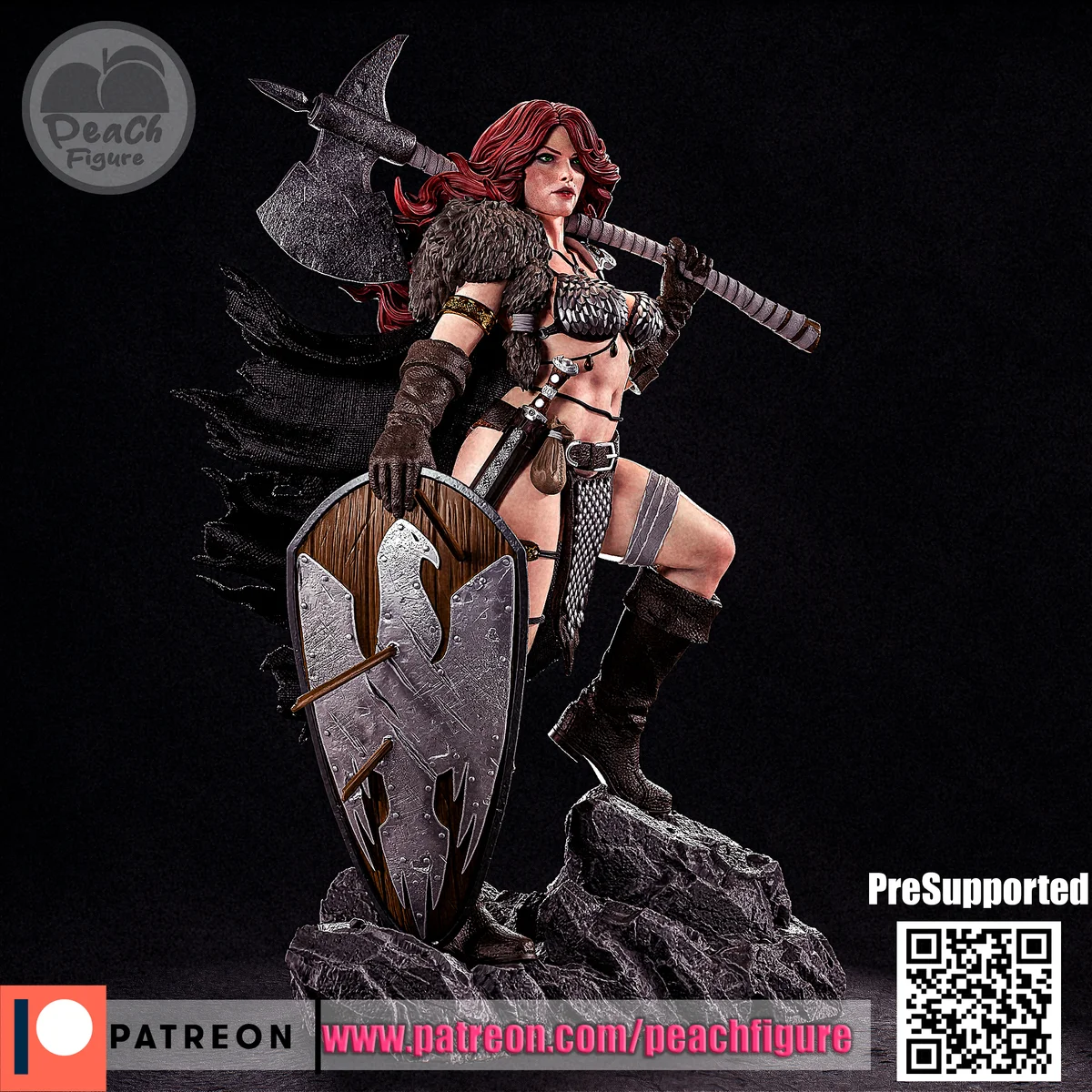 Red Sonja | Fan Art | 3D Printed Resin Model Garage Kit | *Un-Painted* | Peach Figure 4